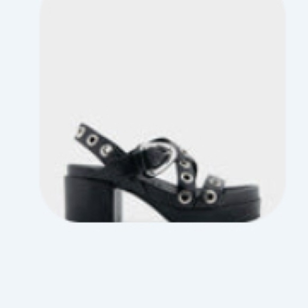 Stylish Black Platform Sandals with Silver Accents